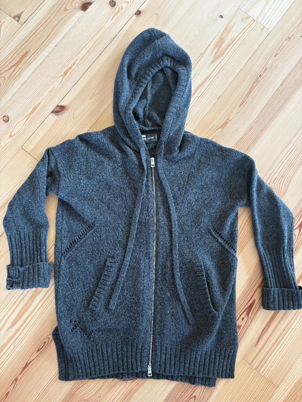 Zadig & Voltaire Amour Cashmere Zip Hoodie Sweater Gray M/L